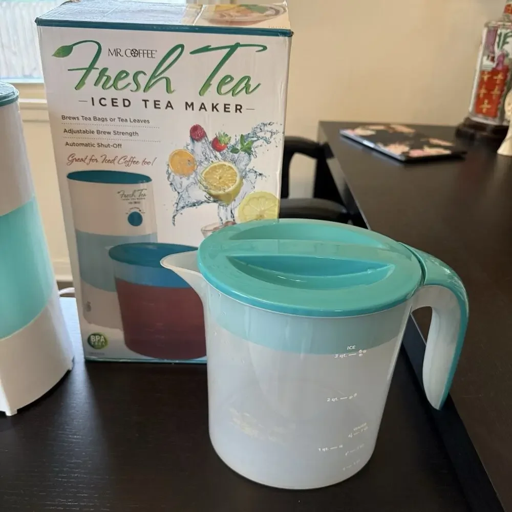 Mr. Coffee Iced Tea Maker TM70TS Teal Blue Pitcher Ice Tea 3 Qt Works Great!